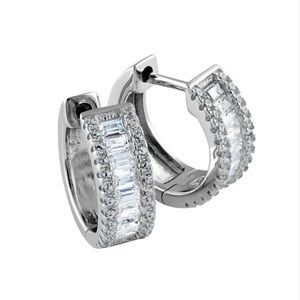 DIAMOND BAGETS HUGGIE EARRINGS